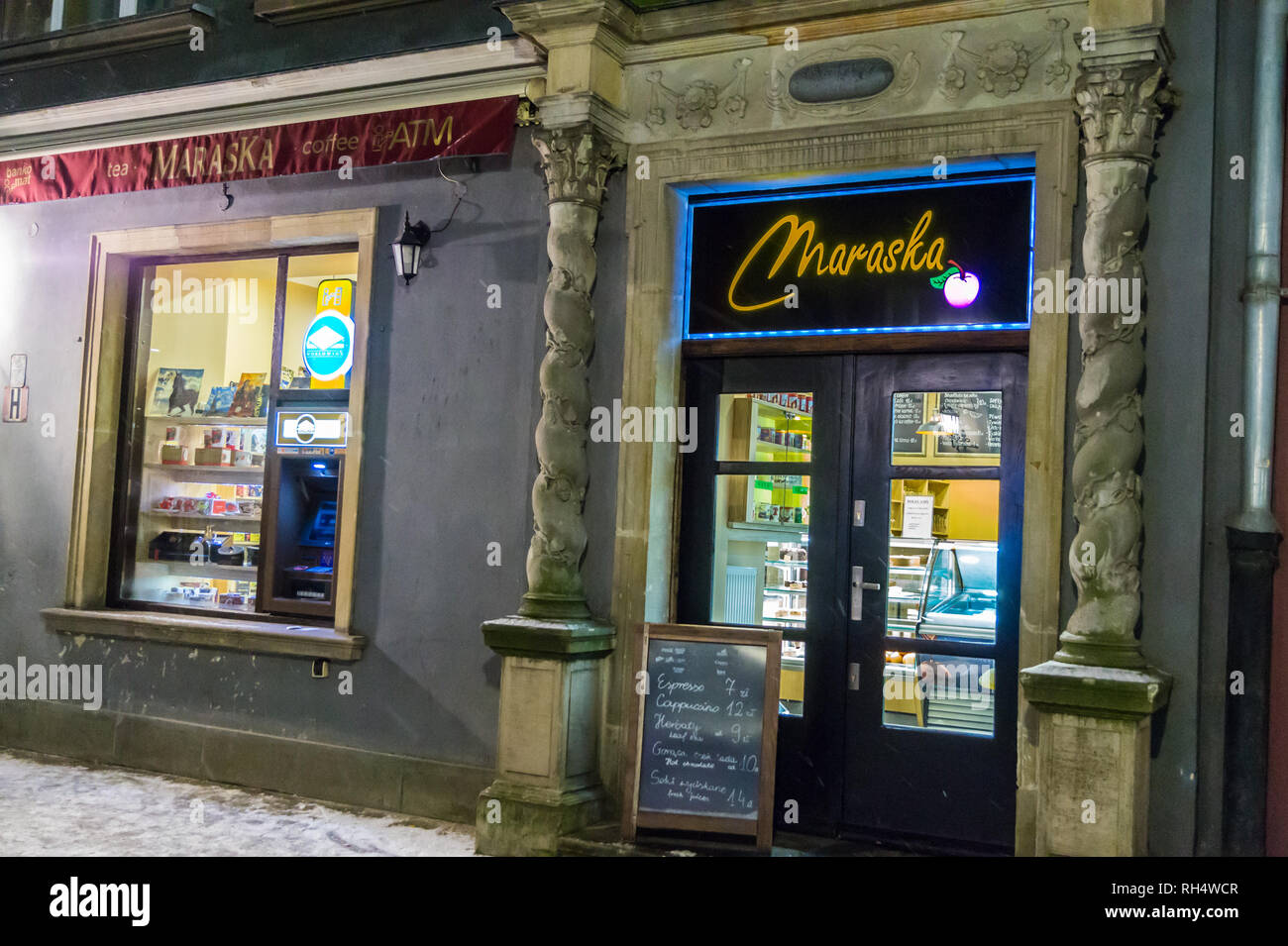 'Maraska' (maraschino'), coffee bar, Długi Targ, Gdańsk, Poland Stock Photo