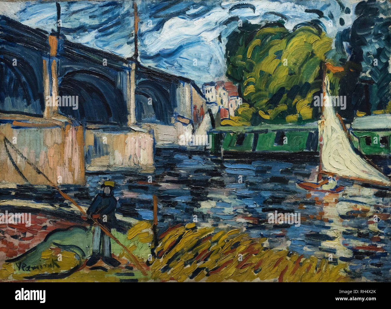 Maurice de Vlaminck (1876-1958), The Bridge at Chatou, 1907. Die Brücke von Chatou. Stock Photo