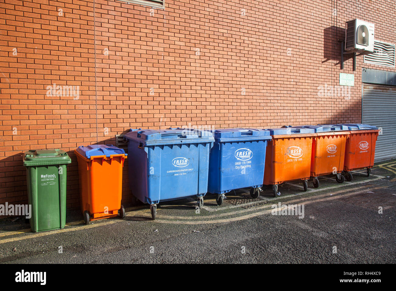 Dumpster, Wheelie Bins, Waste collection service, Blackpool, UK Stock Photo Alamy