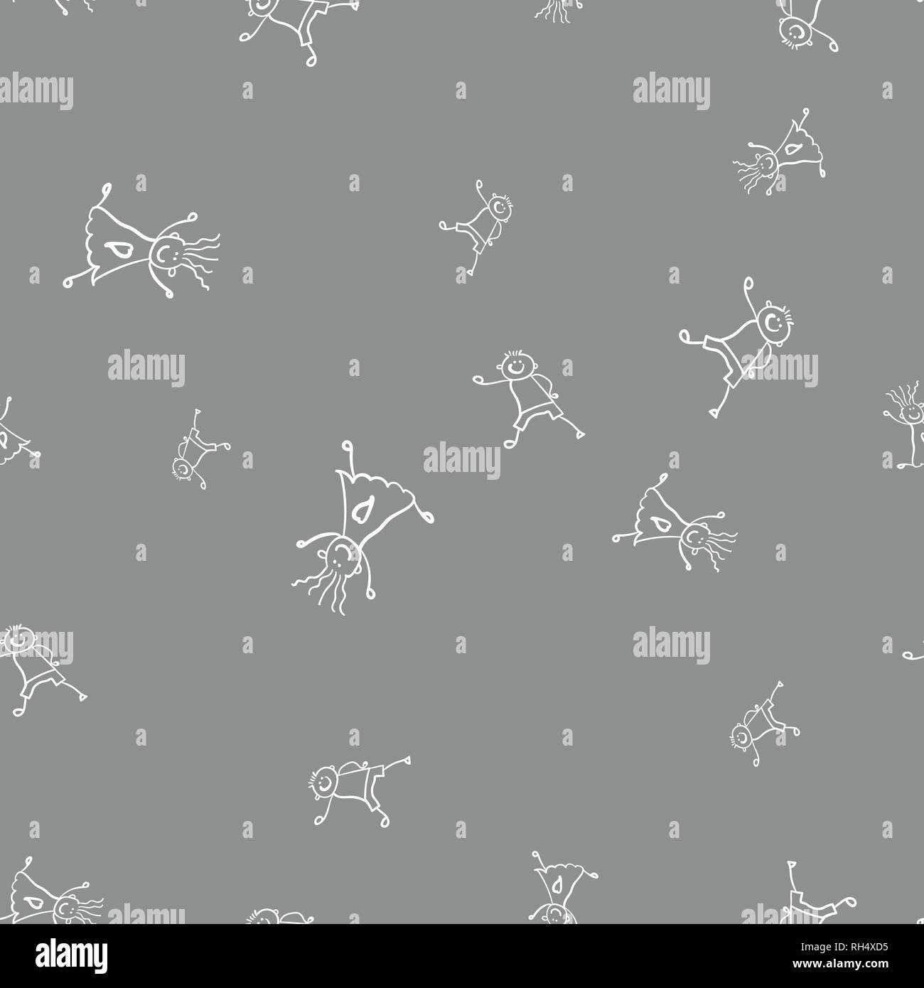 Kids seamless pattern in doodle style. Vector illustration on color ...