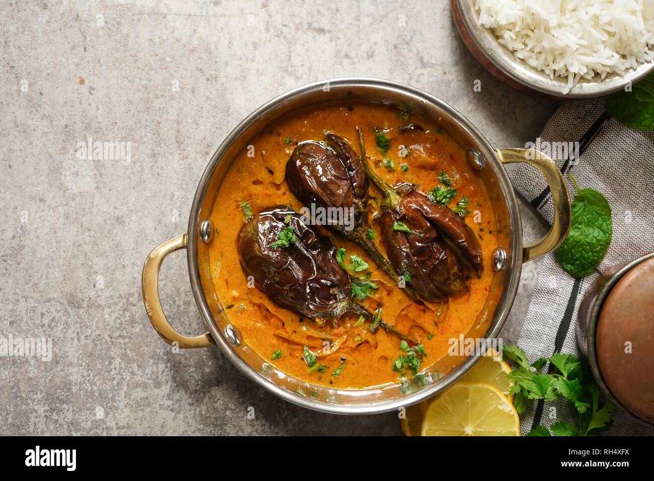 Dahi Baingan / Eggplant Yogurt curry served with rice Popular Odia