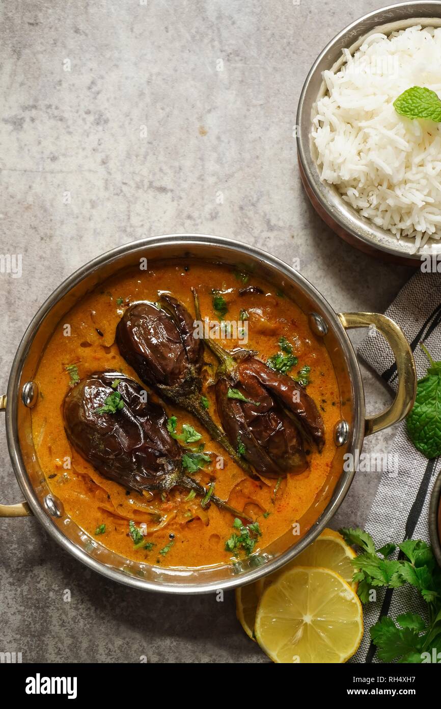 Dahi Baingan / Eggplant Yogurt curry served with rice Popular Odia