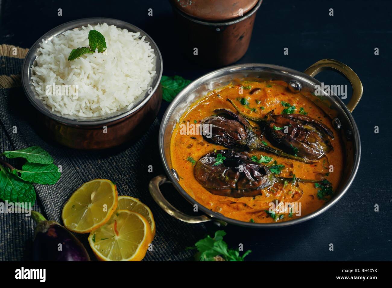 Dahi Baingan / Eggplant Yogurt curry served with rice Popular Odia
