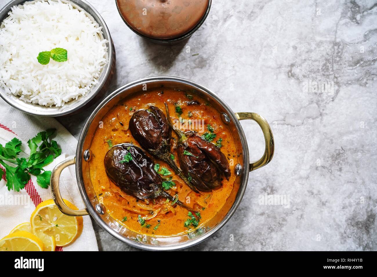 Dahi Baingan / Eggplant Yogurt curry served with rice Popular Odia