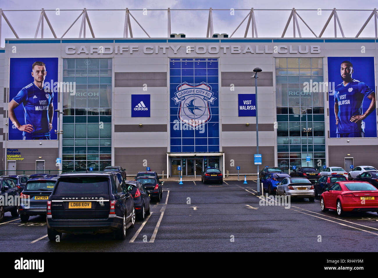 Cardiff City Football Club Stadium, Leckwith, Cardiiff, South Wales.Close  up of main entrance Stock Photo - Alamy