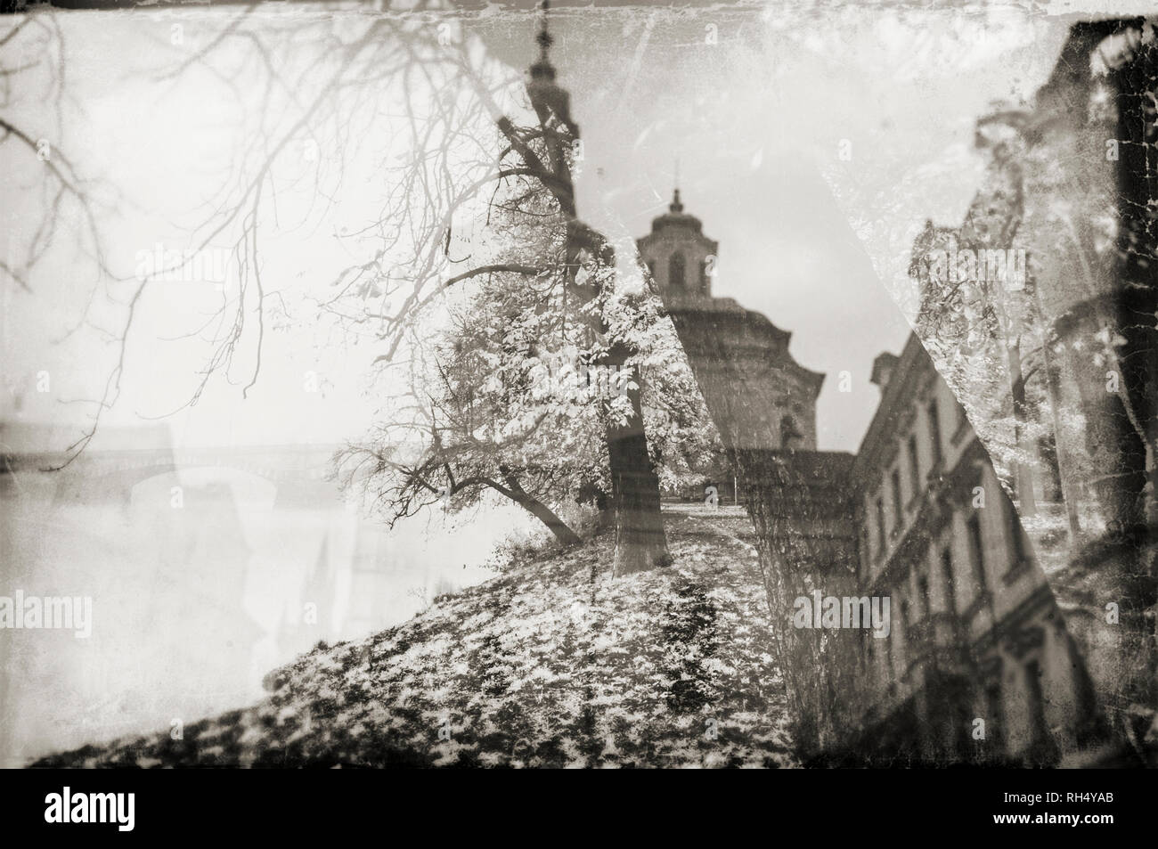 Prague reflections, fall, vintage. Czech Republic Stock Photo