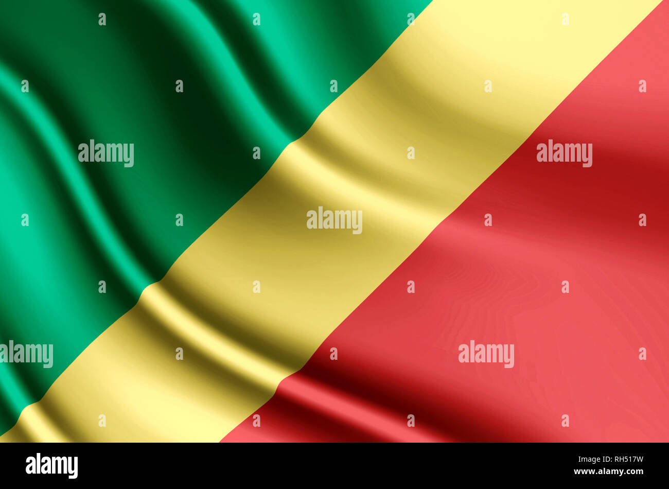 Republic of congo modern and realistic closeup 3D flag illustration ...