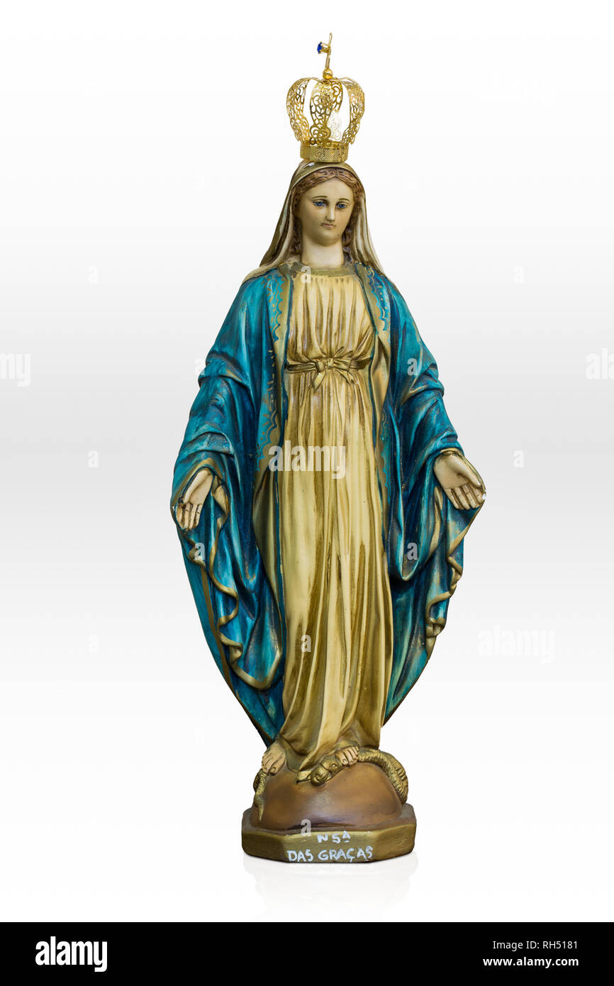 Statue Our Lady of Grace Virgin Mary Isolated Stock Photo Alamy