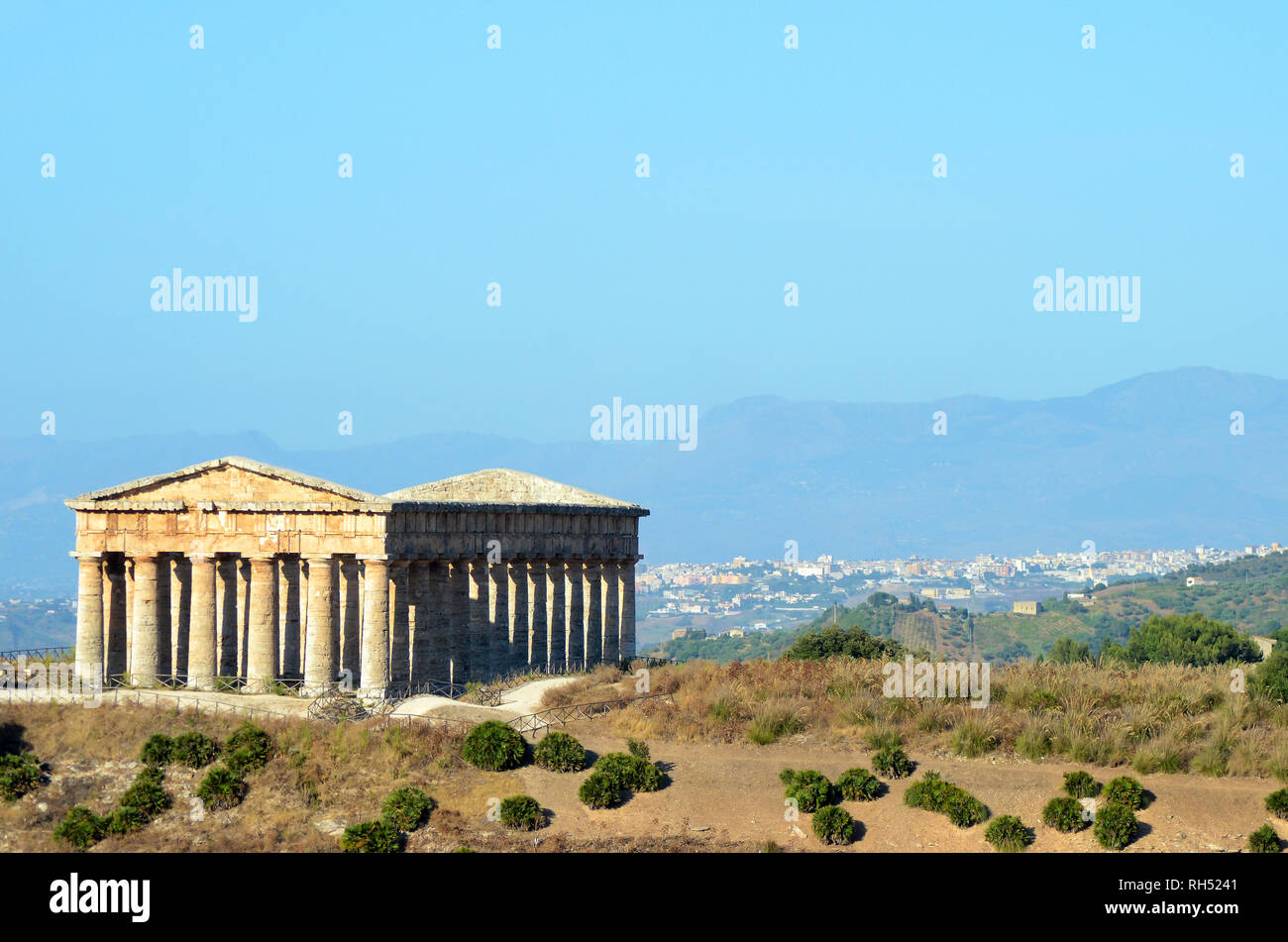 Ruins of the Greek temple in the ancient city of Segesta, Sicily, Italy ...