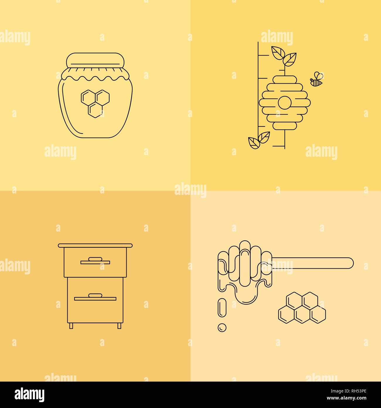 honey vector linear icons for print , web site, flyer Stock Vector