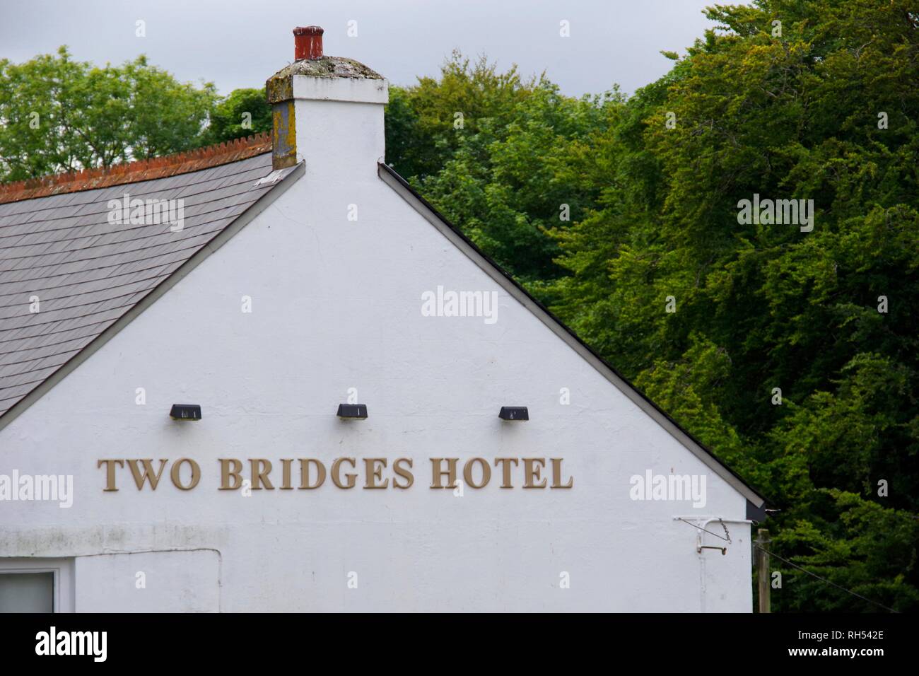 Two Bridges Hotel. Dartmoor National Park, Devon, UK. Stock Photo