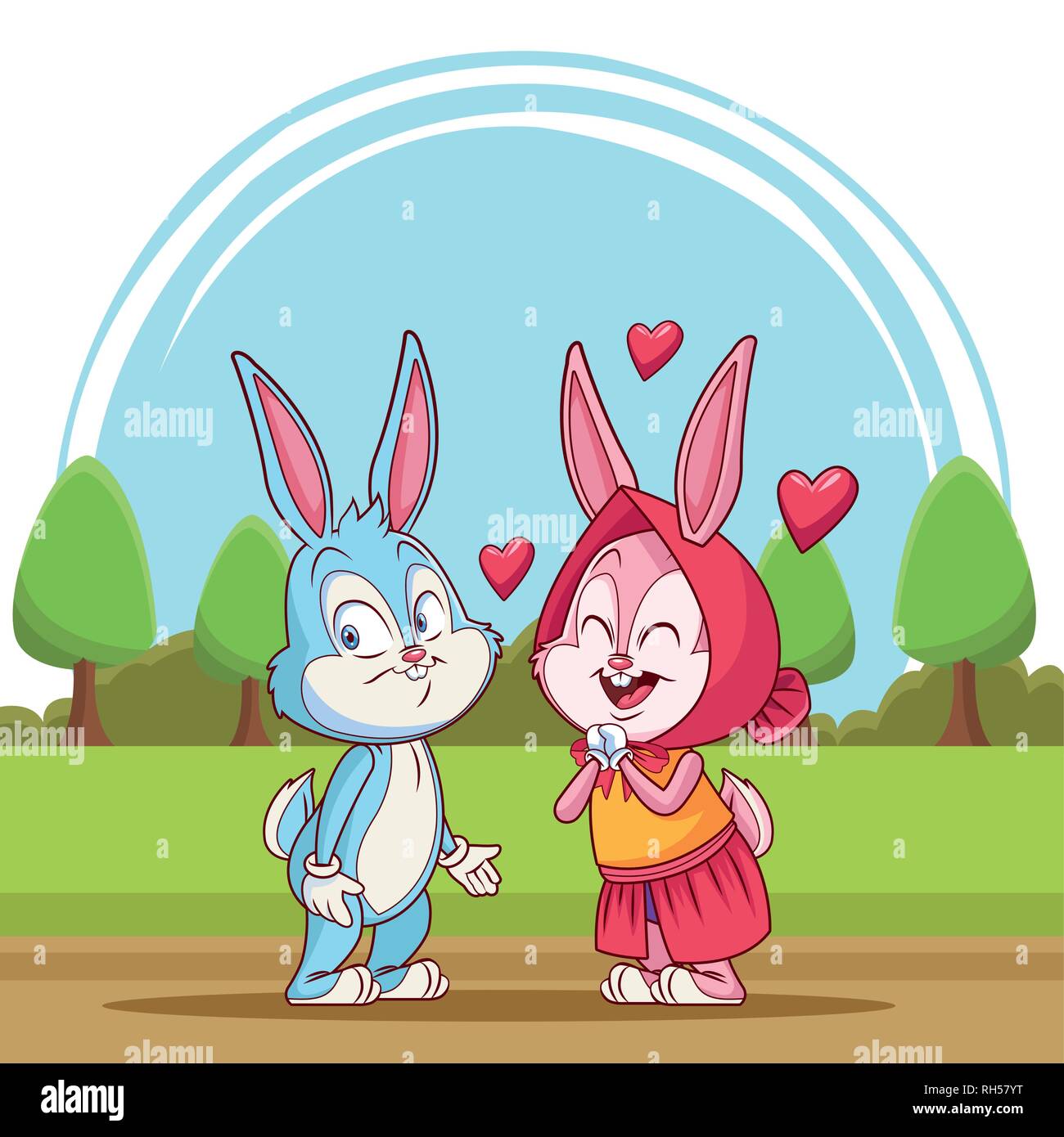 Cute easter couple rabbit heart Stock Vector Images Alamy