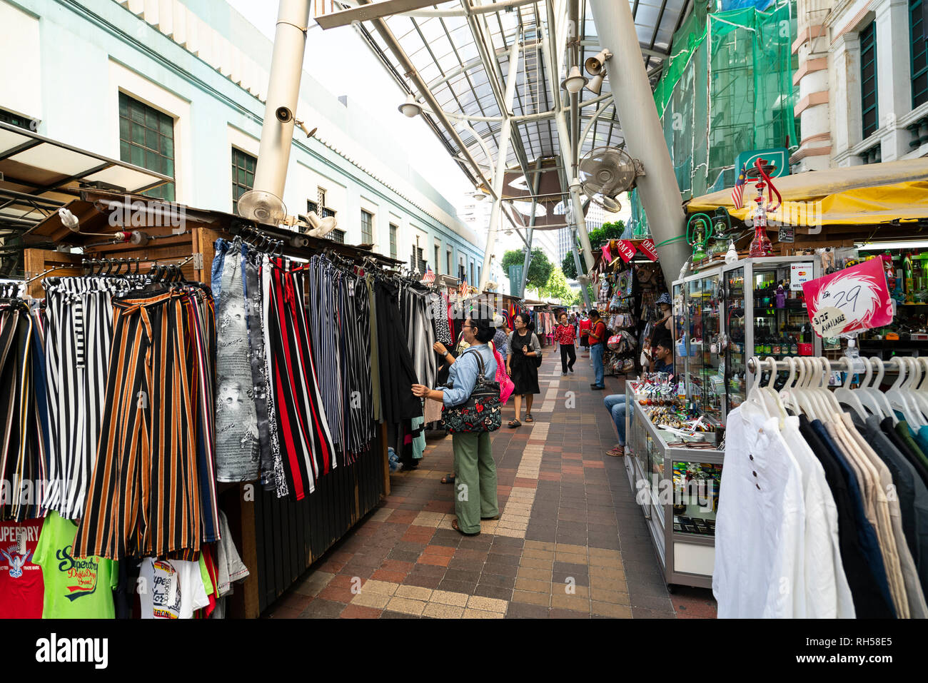 A view of the people in Petaling Street Market in Kuala Lumpur, Malaysia Stock Photo