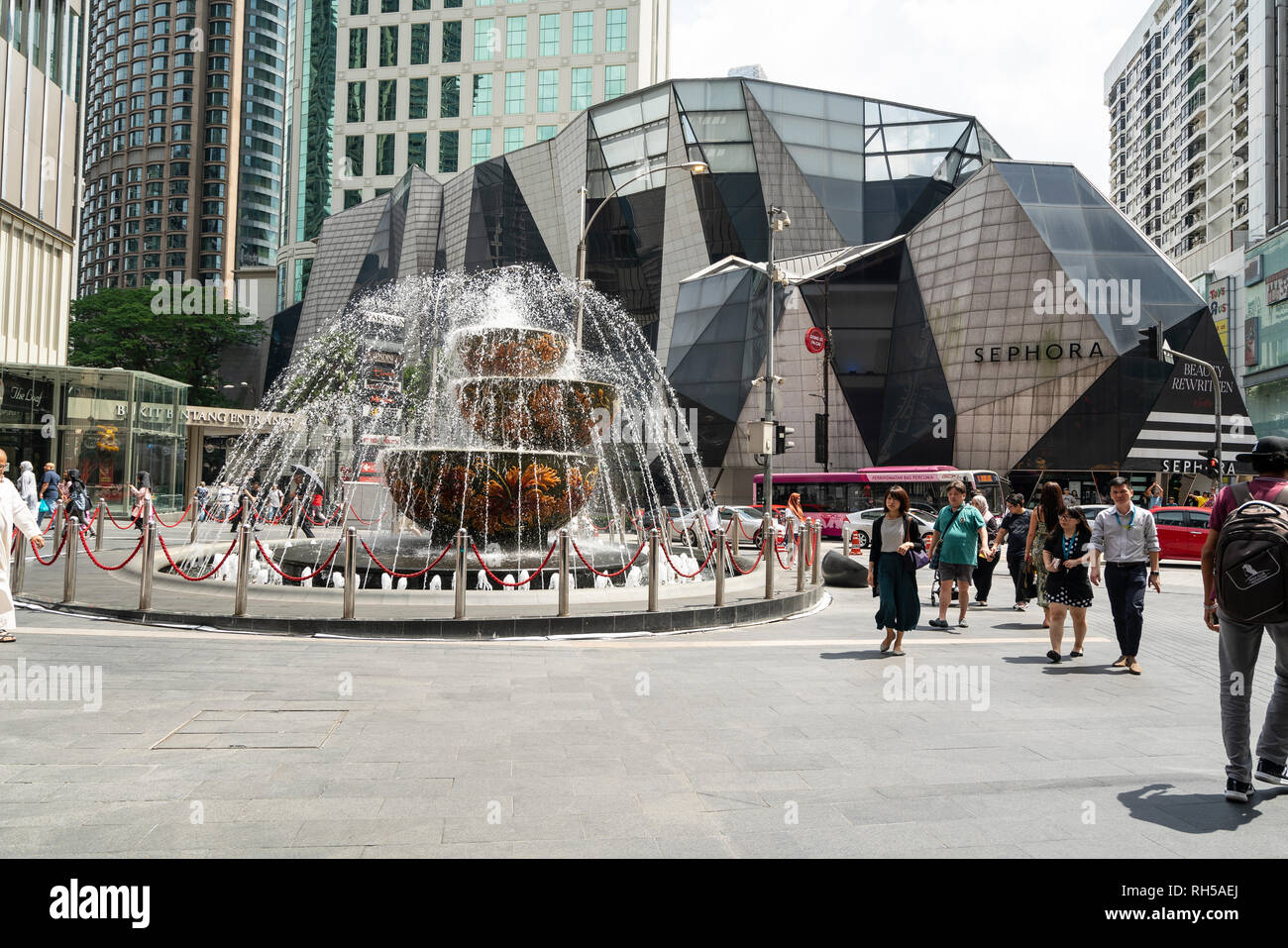 the fountain in front of Pavilion mall entrance in Kuala Lumpur, Malaysia Stock Photo
