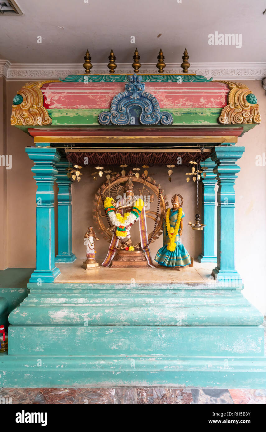 view of the faithful inside the  Sri Mahamariamman Indu Temple in Kuala Lumpur, Malaysia Stock Photo