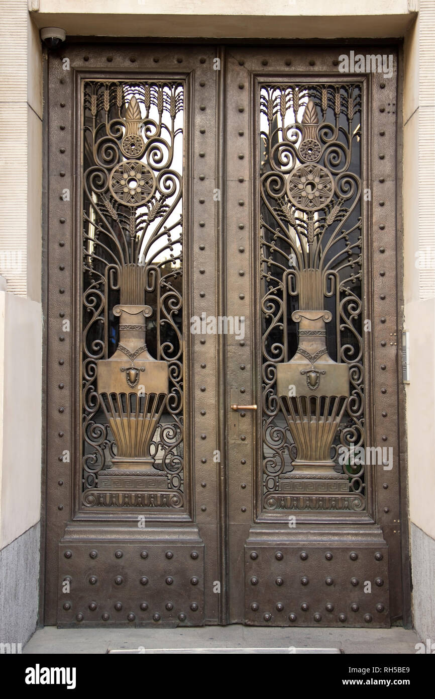 Vintage bronze Art Deco door Stock Photo