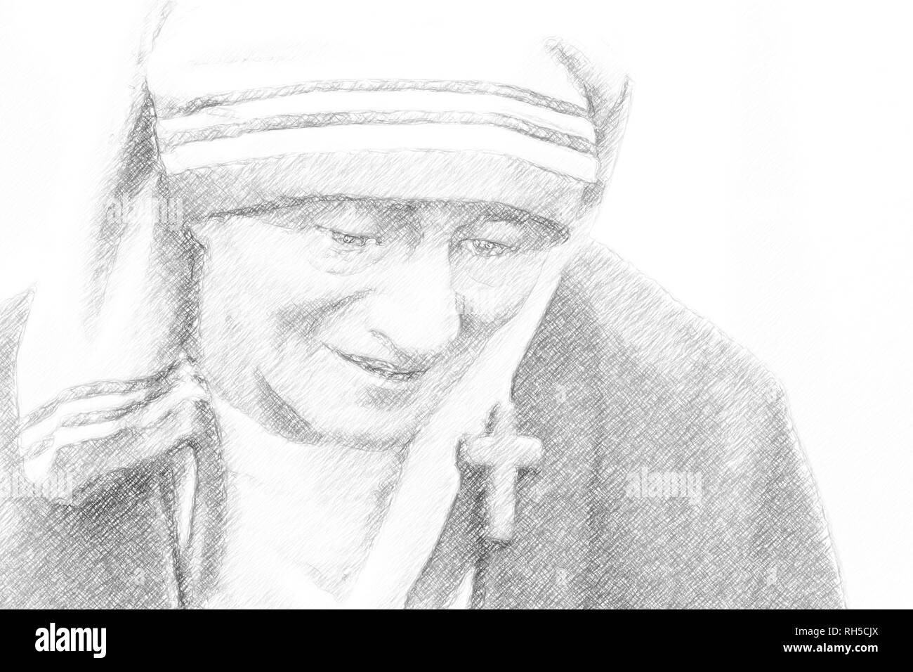closeup of statue of Saint Mother Teresa of Calcutta Stock Photo