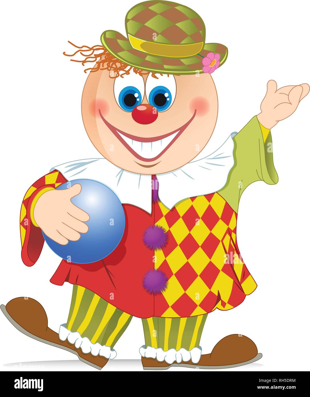 The illustration shows a funny cartoon clown with a ball in hand. Illustration done in isolation on a white background Stock Vector Image & Art - Alamy The illustration shows a funny cartoon clown with a ball in hand. Illustration done in isolation on a white background Stock Vector Image & Art - Alamy