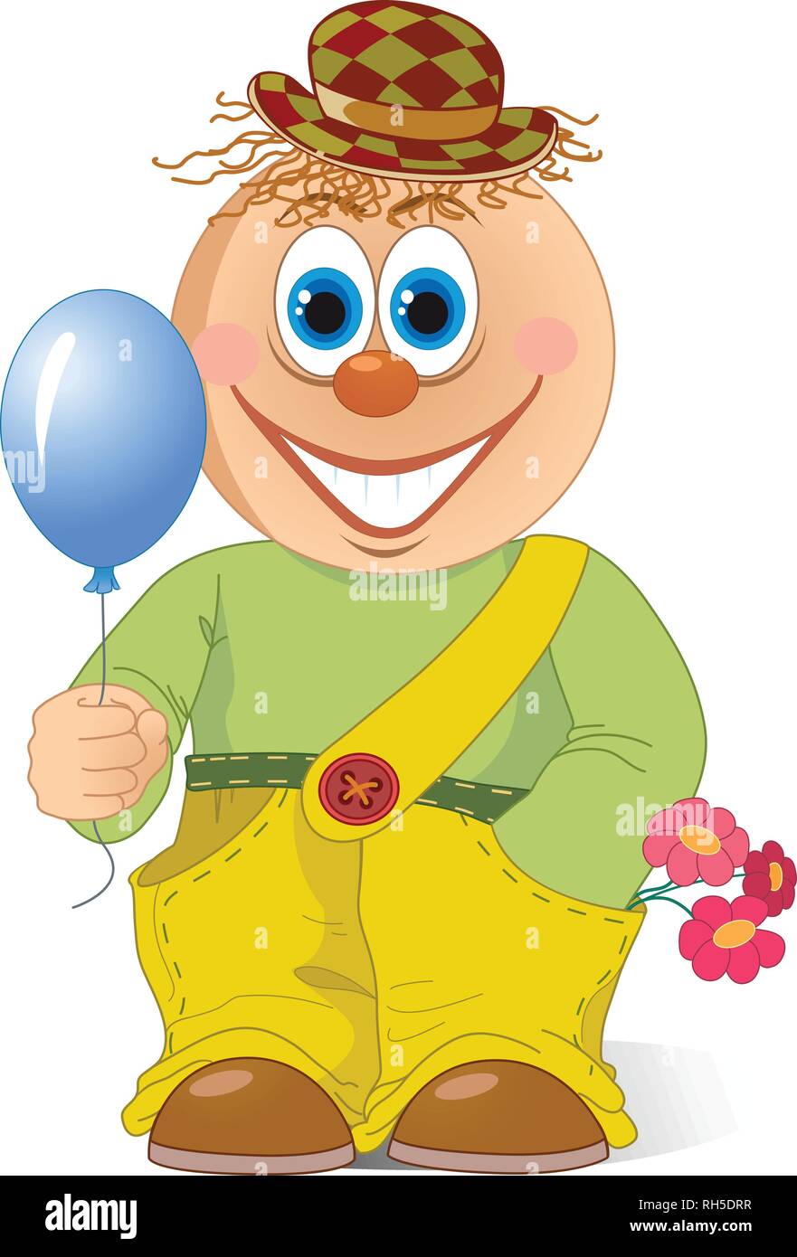 The illustration shows a funny cartoon clown with a balloon in hand and flowers. Illustration done in isolation on a white background Stock Vector Image & Art - Alamy The illustration shows a funny cartoon clown with a balloon in hand and flowers. Illustration done in isolation on a white background Stock Vector Image & Art - Alamy