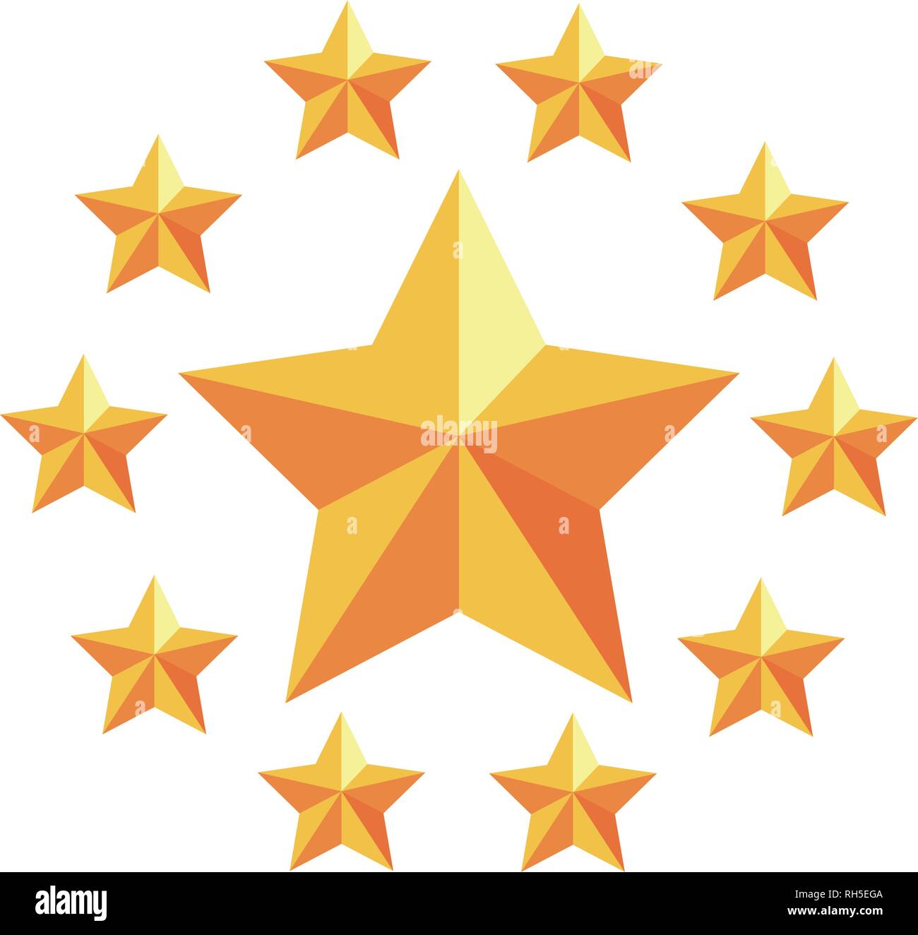 golden stars round frame white background vector illustration Stock ...