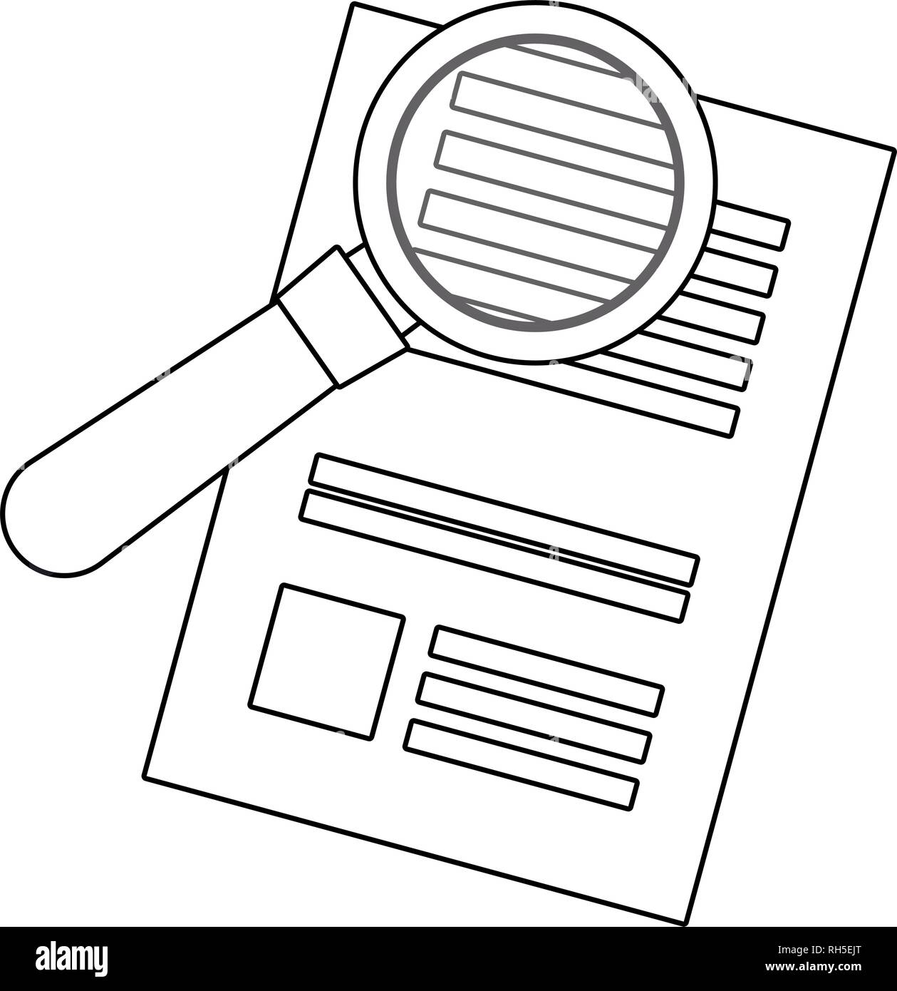 document paper magnifying glass search vector illustration Stock Vector