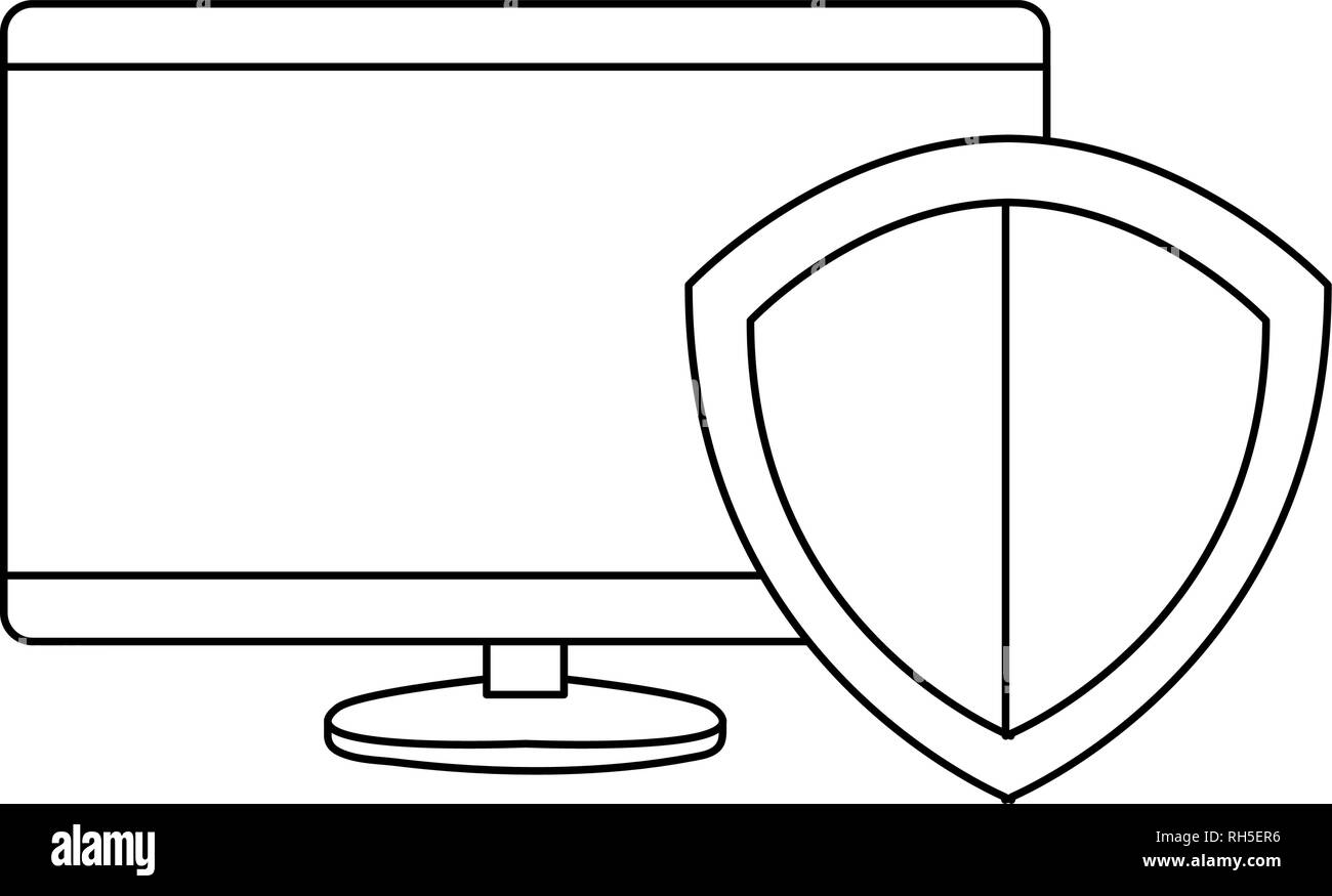 computer shield protection digital copyright vector illustration Stock ...