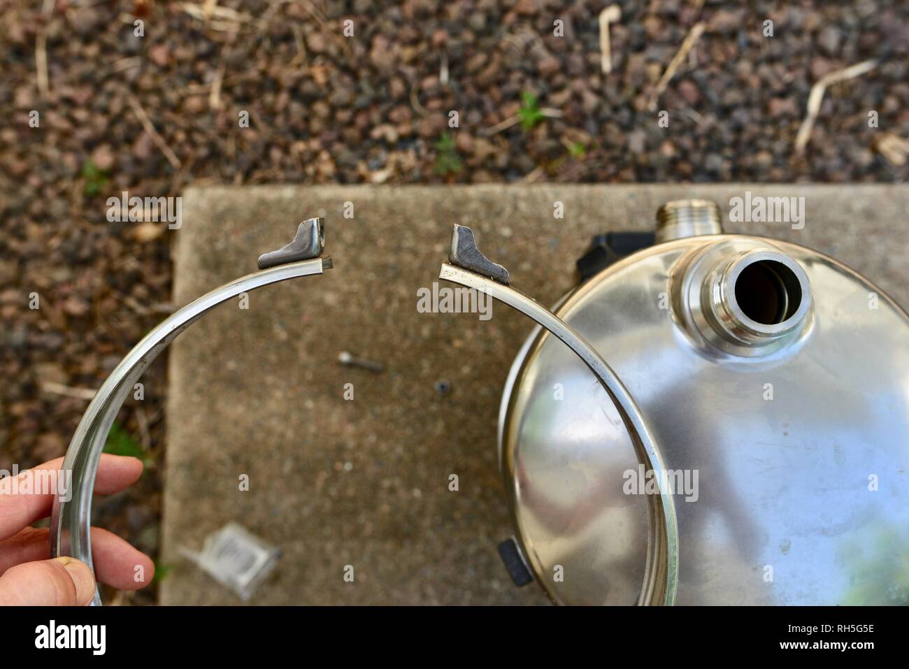 Grundfos self priming bore pump step by step guide to taking out and  putting back the impeller Stock Photo - Alamy
