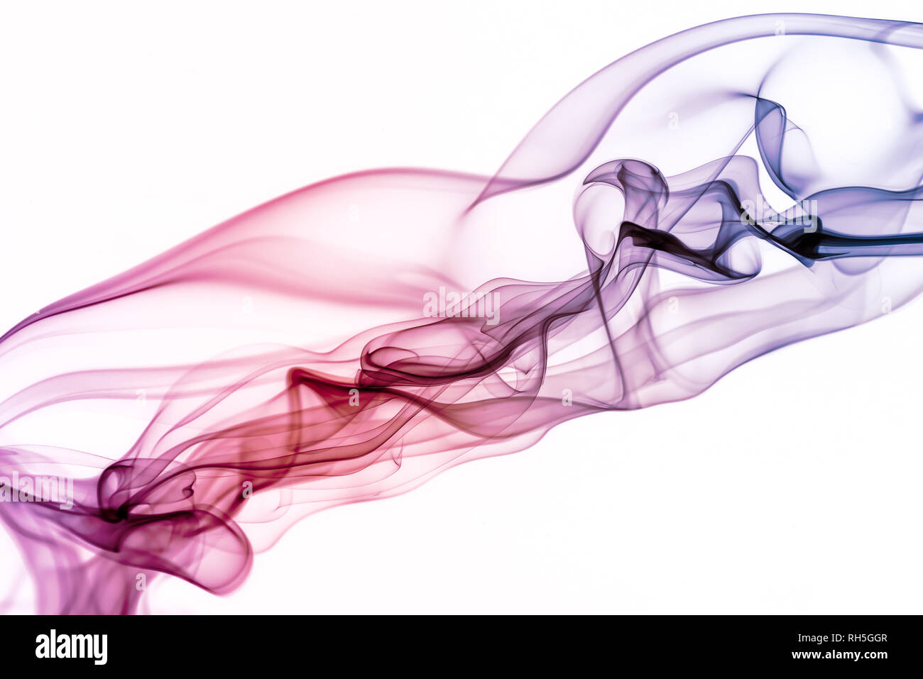 Abstract colored wave smoke on white background Stock Photo