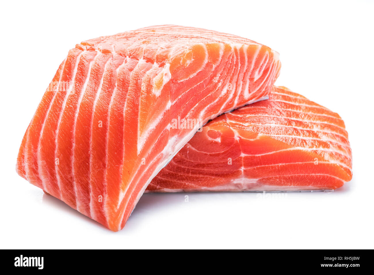 Fresh raw salmon fillets isolated on white background Stock Photo - Alamy