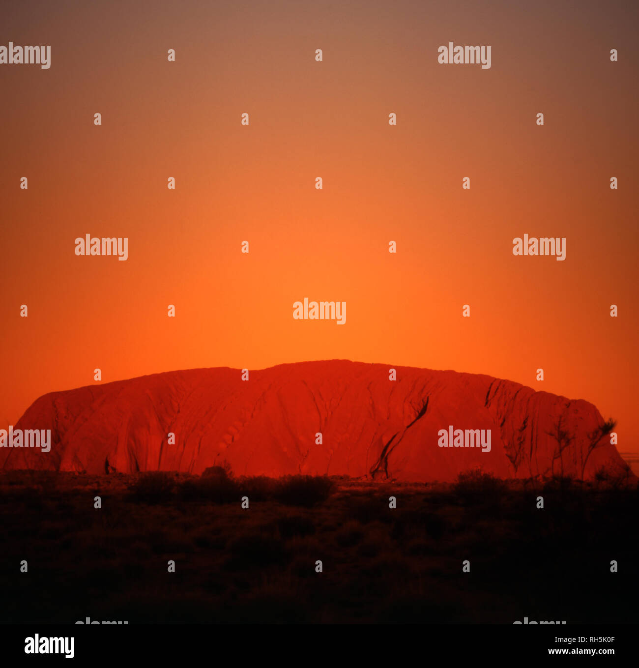 Uluru, Ayers Rock in the heart of the Northern Territory’s Red Centre desert is considered one of Australia's leading tourist attractions. Stock Photo