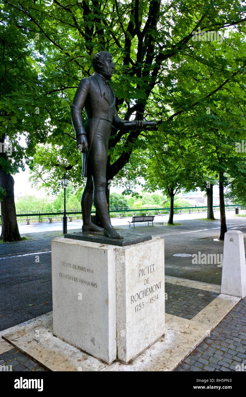 Statue Charles Pictet de Rochemont  Bastions Park Geneva Switzerland Stock Photo