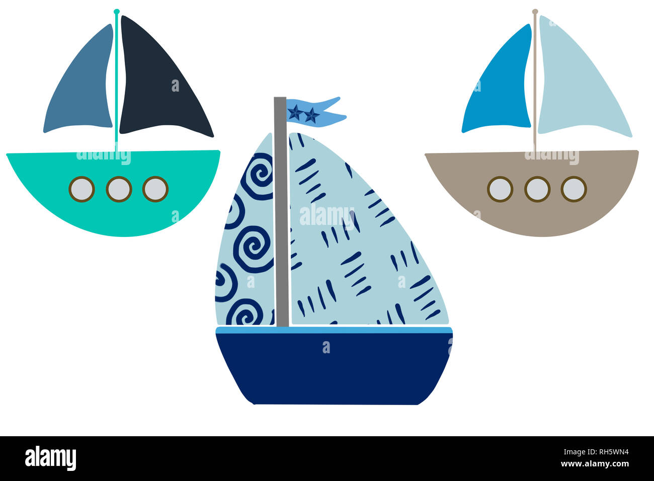 Small Drawable Boat Set of small boats isolated on white, hand drawn illustration Stock ...