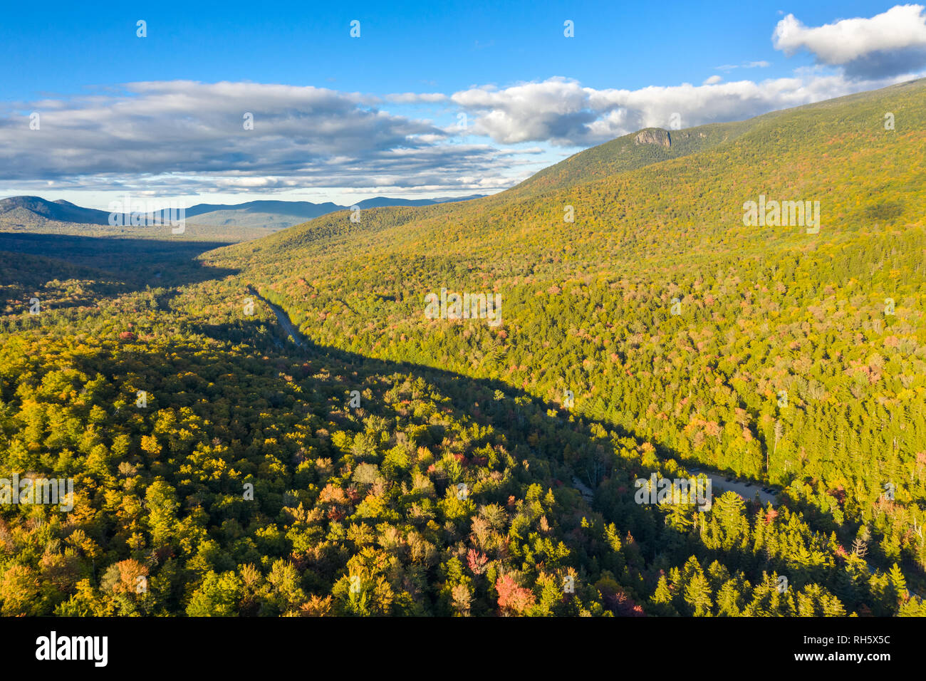 Aerial view of White mountain road, in New Hampshire Stock Photo