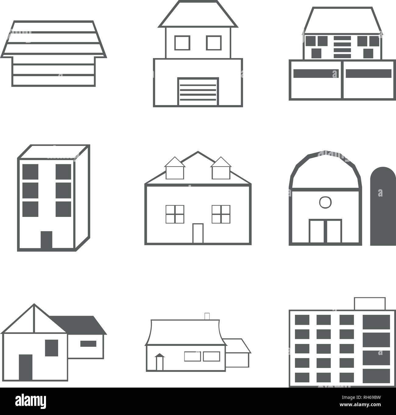 Building Icons Set isolated on white Stock Vector Image & Art - Alamy