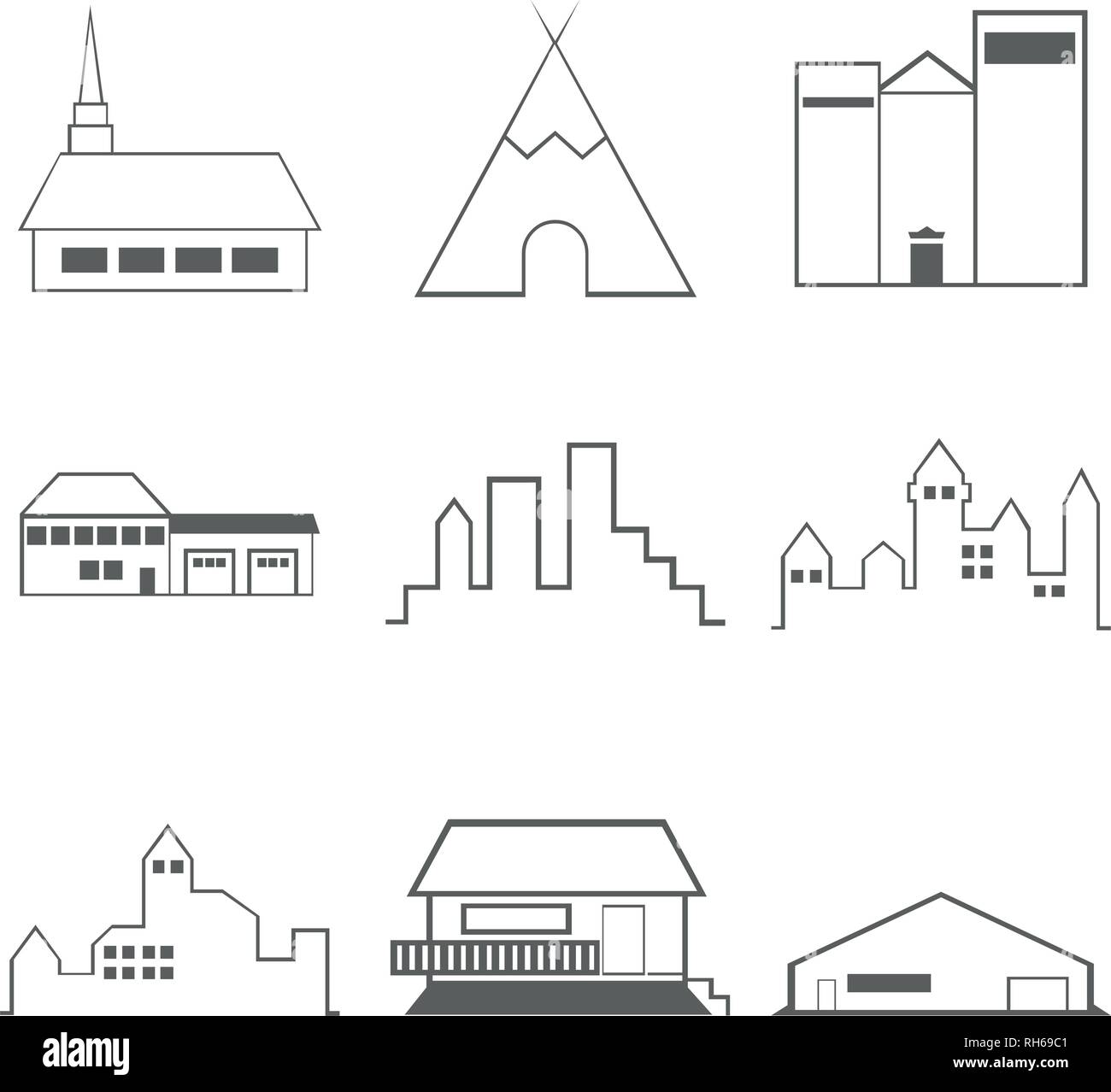 Building Icons Set isolated on white Stock Vector Image & Art - Alamy