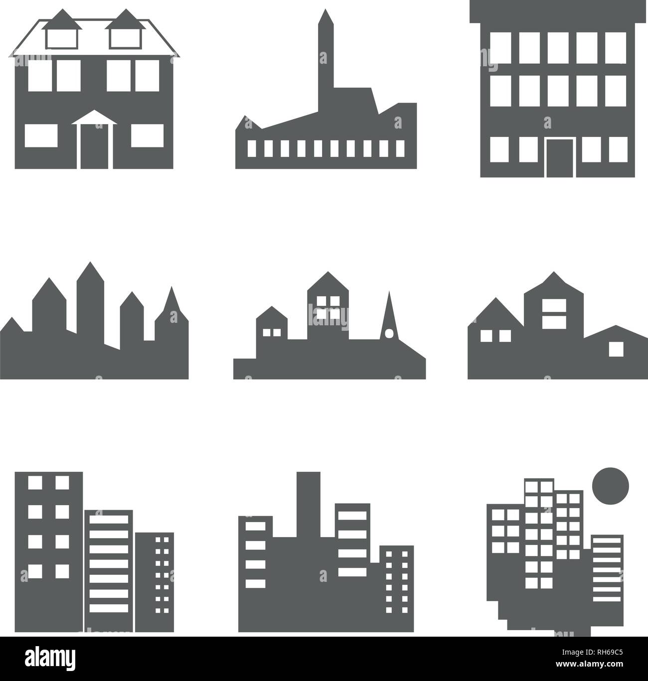 Building Icons Set isolated on white Stock Vector Image & Art - Alamy