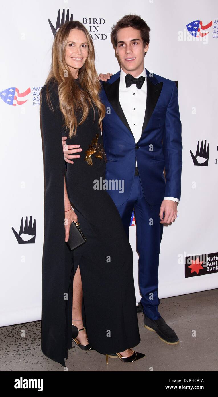 New York, NY, USA. 31st Jan, 2019. Elle MacPherson, Arpad Flynn Alexander Busson at arrivals for American Australian Arts Awards, Skylight Modern, New York, NY January 31, 2019. Credit: RCF/Everett Collection/Alamy Live News Stock Photo