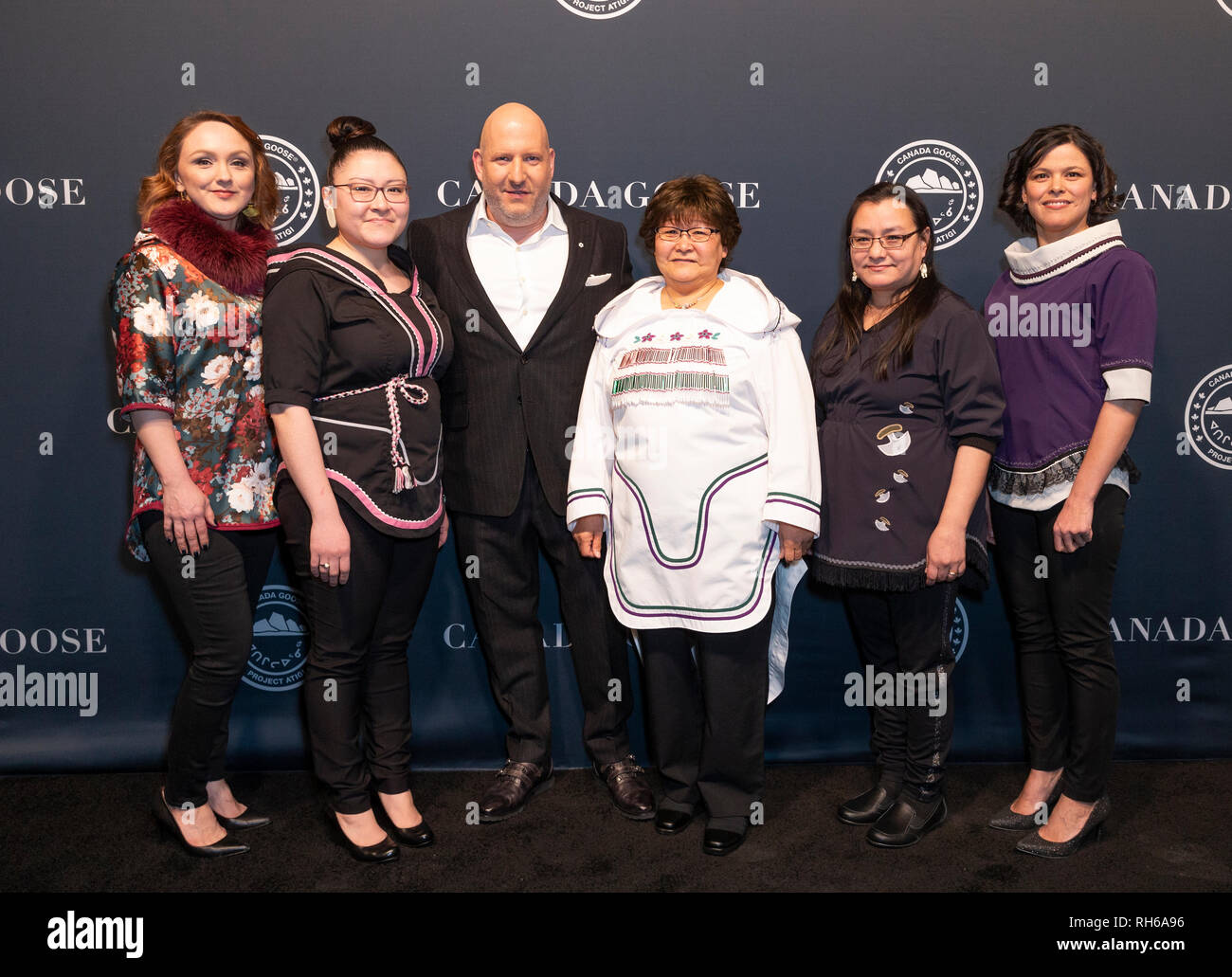 New York, NY - January 31, 2019: Dani Reiss (C) and Inuit seamstresses  attend Canada Goose Celebrates the Launch of Project Atigi at Studio 525  Credit: lev radin/Alamy Live News Stock Photo - Alamy