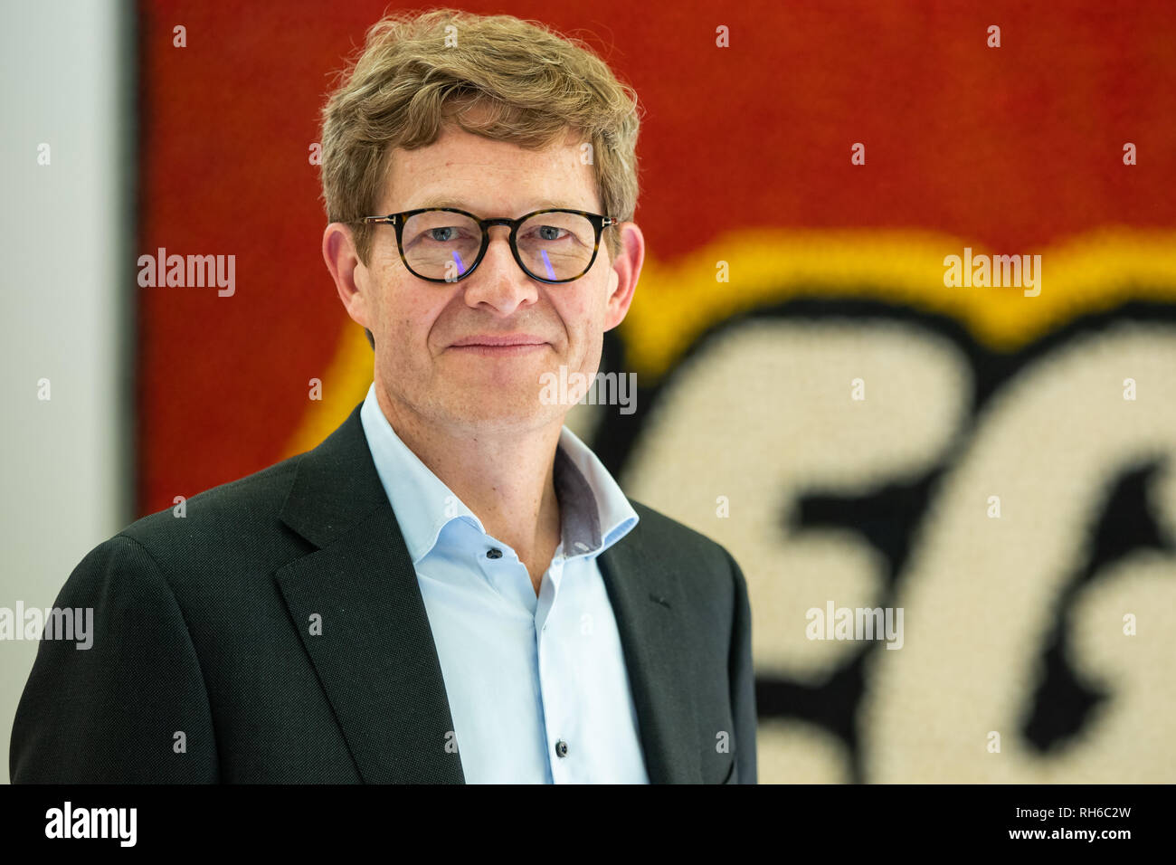 30 January 2019, Bavaria, Nürnberg: Niels B. Christiansen, Managing Director of the Danish toy manufacturer Lego, will be a at the International Toy Fair 2019. Photo: Daniel Karmann/dpa Stock - Alamy