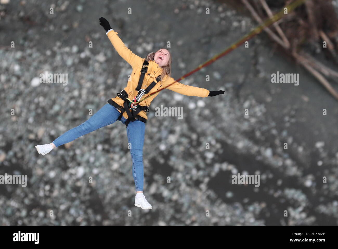 Sochi Russia February 1 2019 A Girl On A Rope Swing At