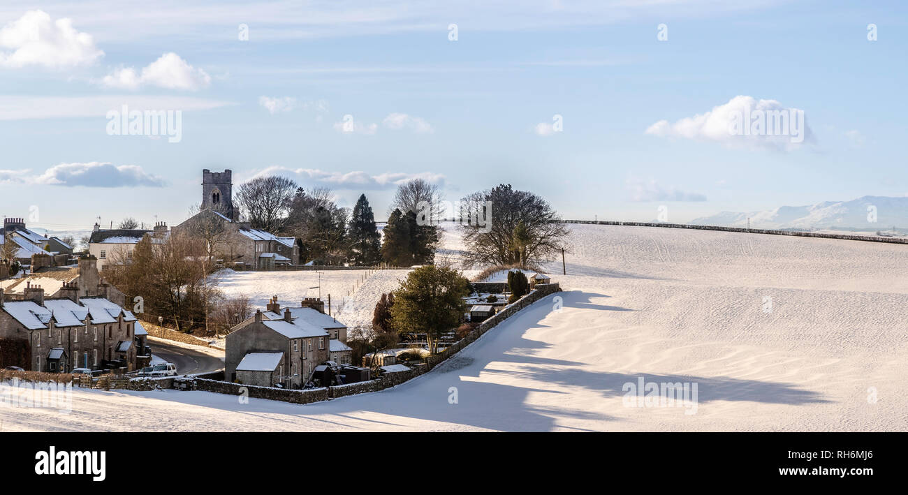 Cumbria. 1st Feb 2019. UK Weather: Grayrig village in Cumbria, seen in the afternoon snow, Cumbria, 1st Feb 2019 Credit: Russell Millner/Alamy Live News Stock Photo
