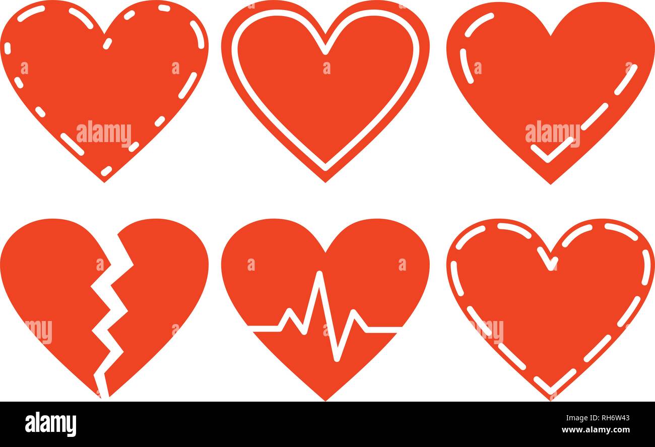 Red Heart Icons Set, ideal for valentines day and wedding. Vector ...