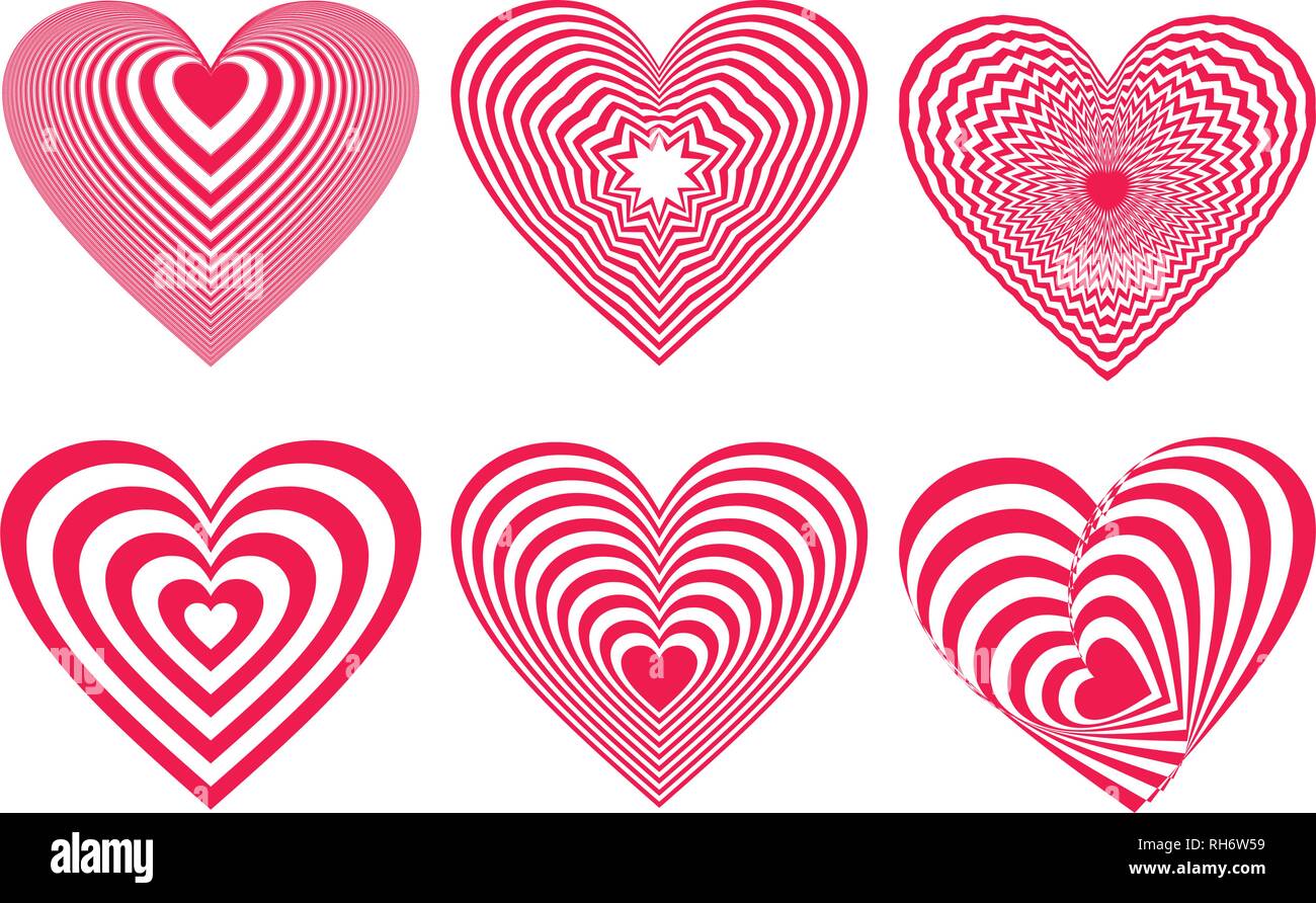 Neon Red Heart Icons Set, ideal for valentines day and wedding. Vector ...