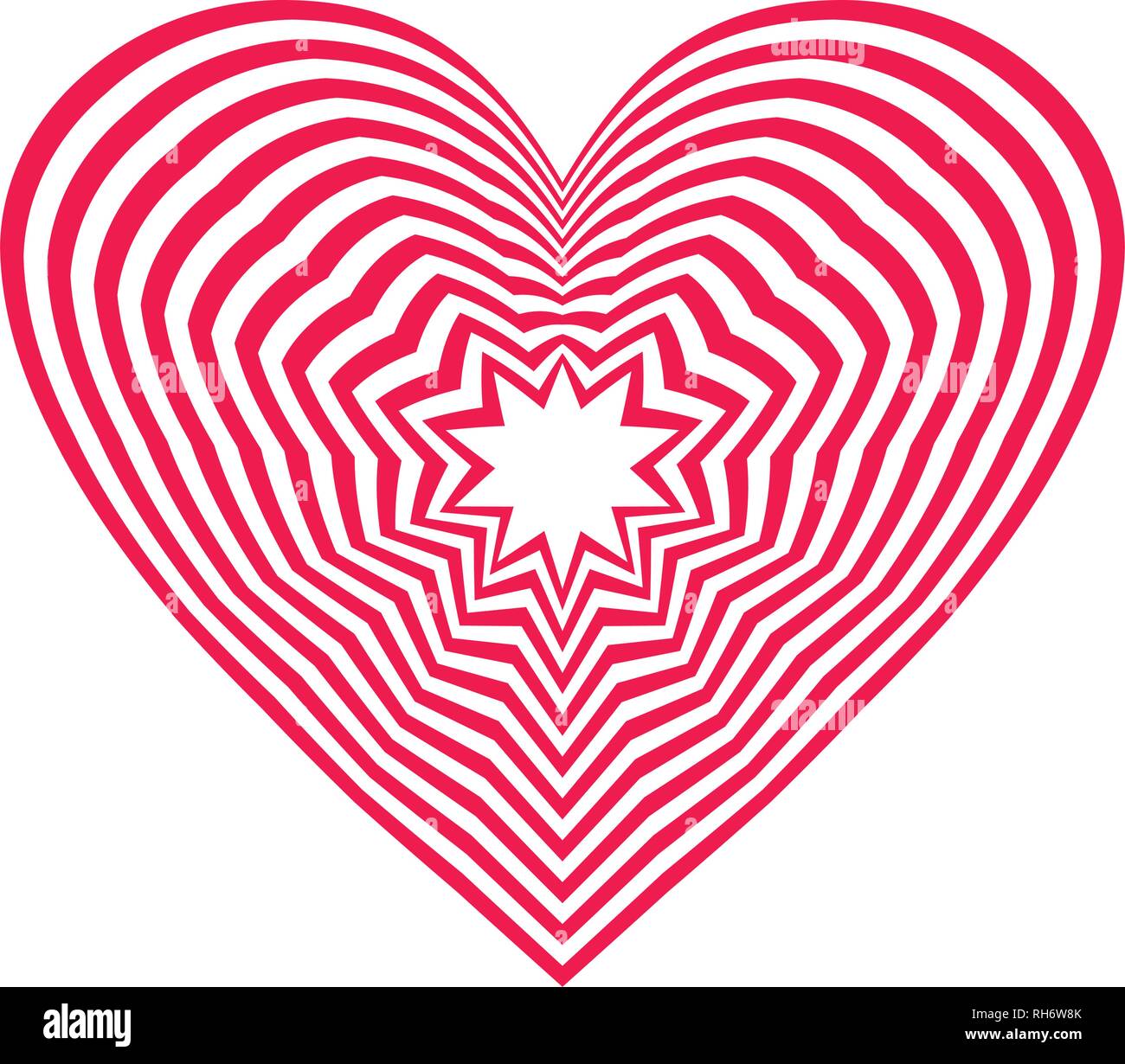 Neon red vector heart icon with star ideal for valentines day and ...