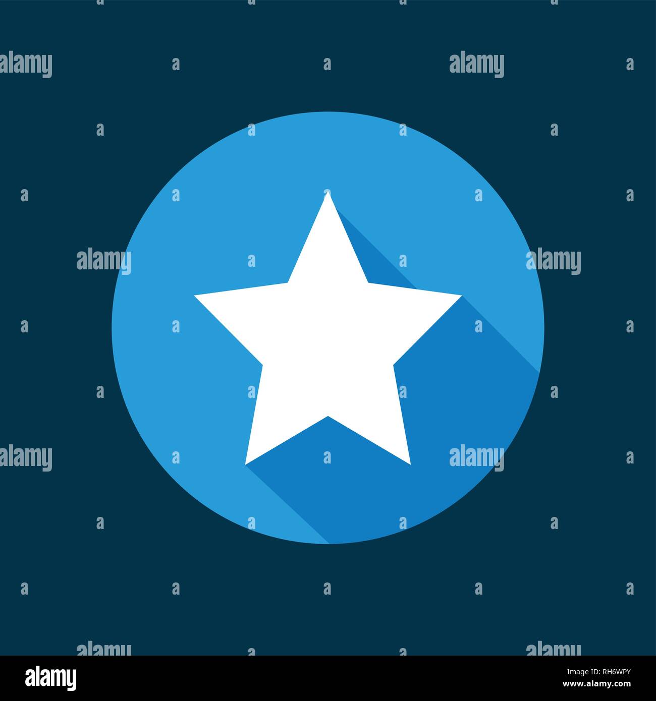 White star on blue circle isolated, Clean vector flat design. Stock Vector