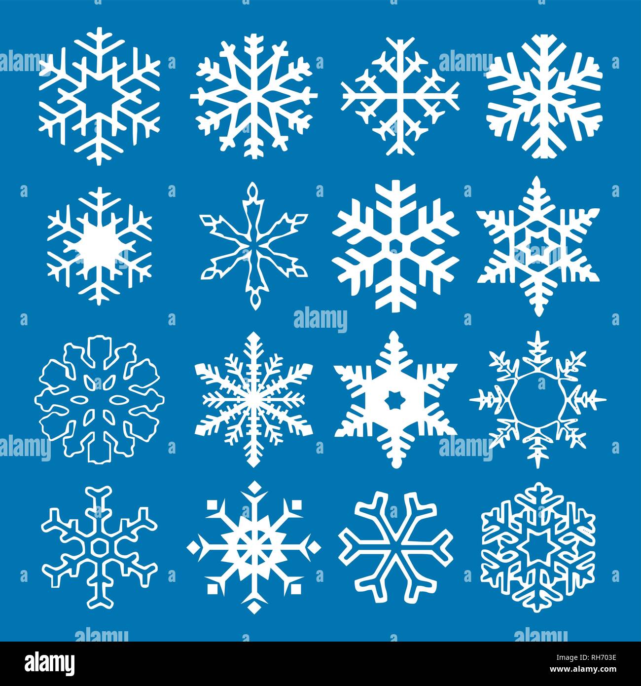 vector set of white snowflakes isolated on blue background. abstract  snowflake drawing collection for christmas and winter illustrations Stock  Vector Image & Art - Alamy