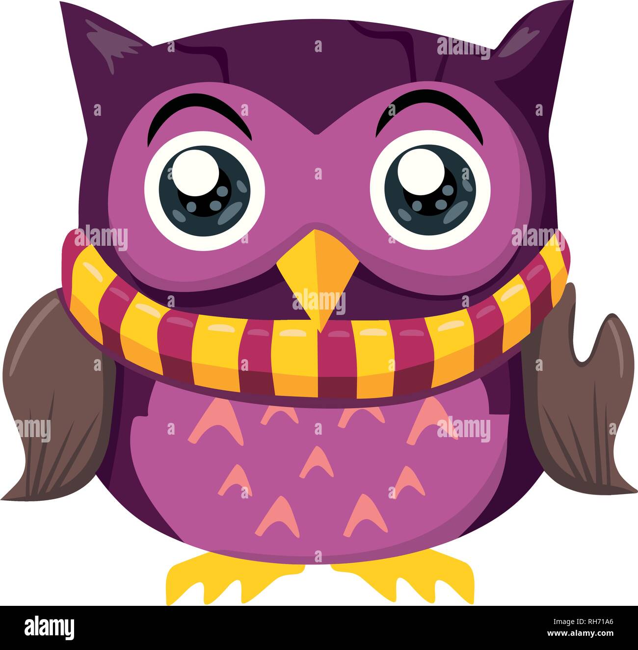 Violet Owl Sitting on a Branch, Abstract Background, Cartoon Character  Isolated on White Vector Illustration EPS 10 Stock Vector Image & Art -  Alamy