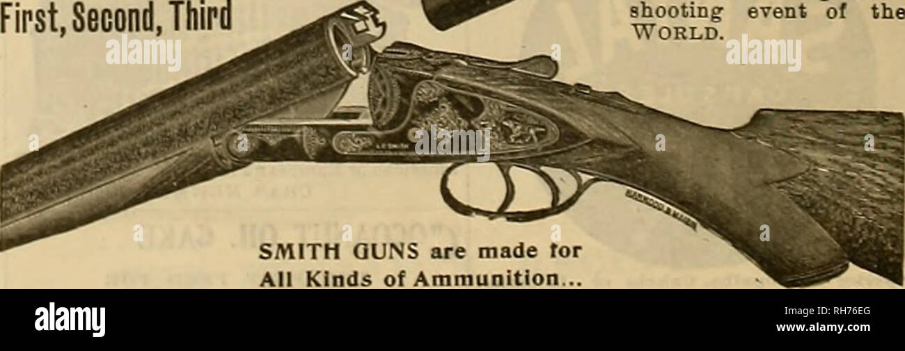 . Breeder and sportsman. Horses. Du Pont Gun Powder SMOKELESS, SHOT GUN and MILITARY POWDER Black Powder for Sporting and Blasting Purposes IbÂ« Reputation of a Hundred Yean ii the Guarantee of DU PONT POWDER O. A BAIOHT. A a.m. 226 Market Street, San Francisco The World's Greatest Shooting Record FRED GILBERT, of Spirit Lake, la., since Jan. 1, 1902, has shot in competition at 5765 Targets, breaking 5532 or 95.9 per cent, using a PARKER GUN. You can get these Smokeless Powders in SELBY FACTORY . LOADED SHELLS DU PONT SHOTGUN RIFLEITE &quot;E. C.&quot; BALLISTITE SCHULTZE LAFLIN &amp; RAND HAZ Stock Photo