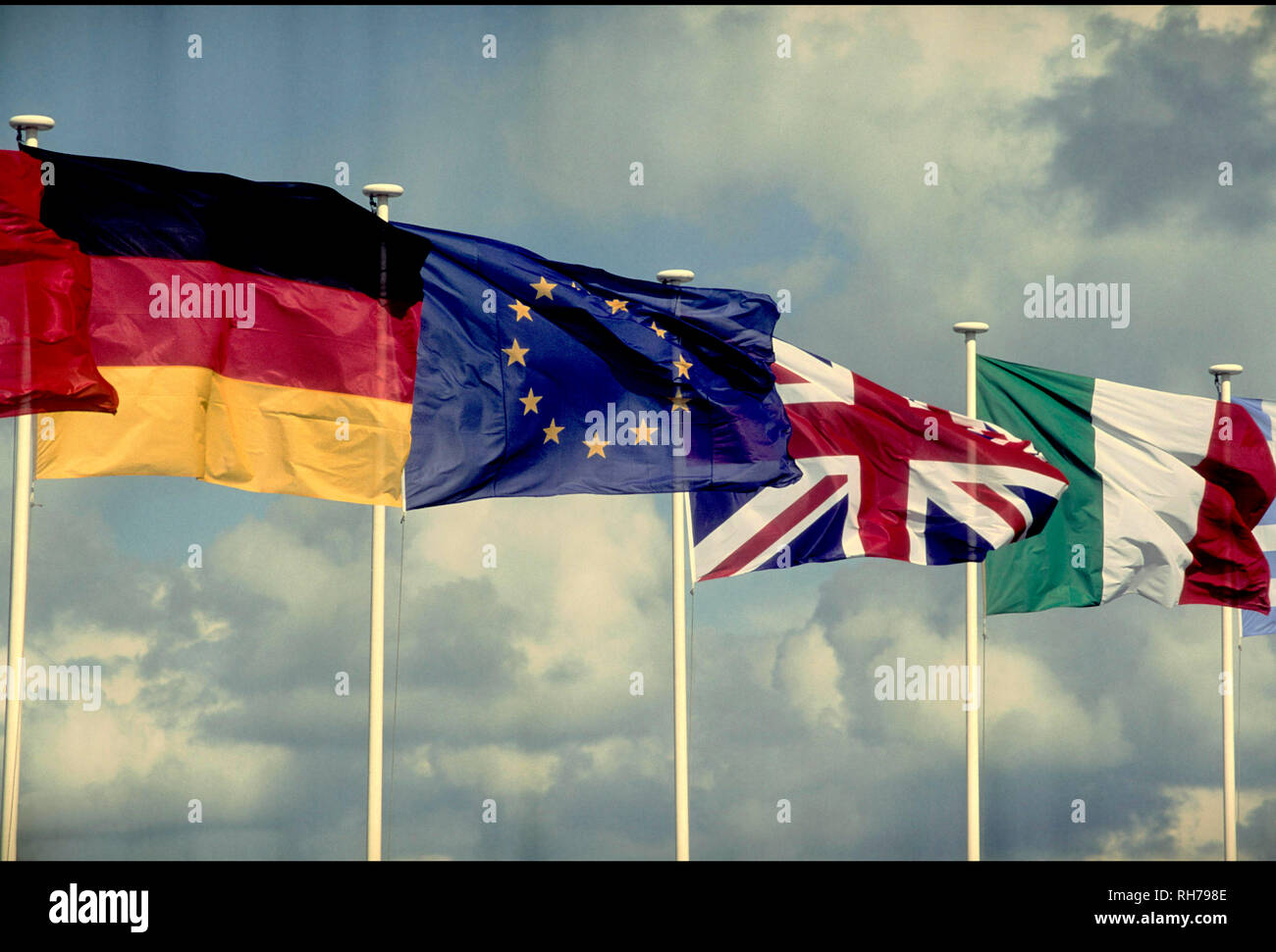 Variety of European flags, Stock Photo