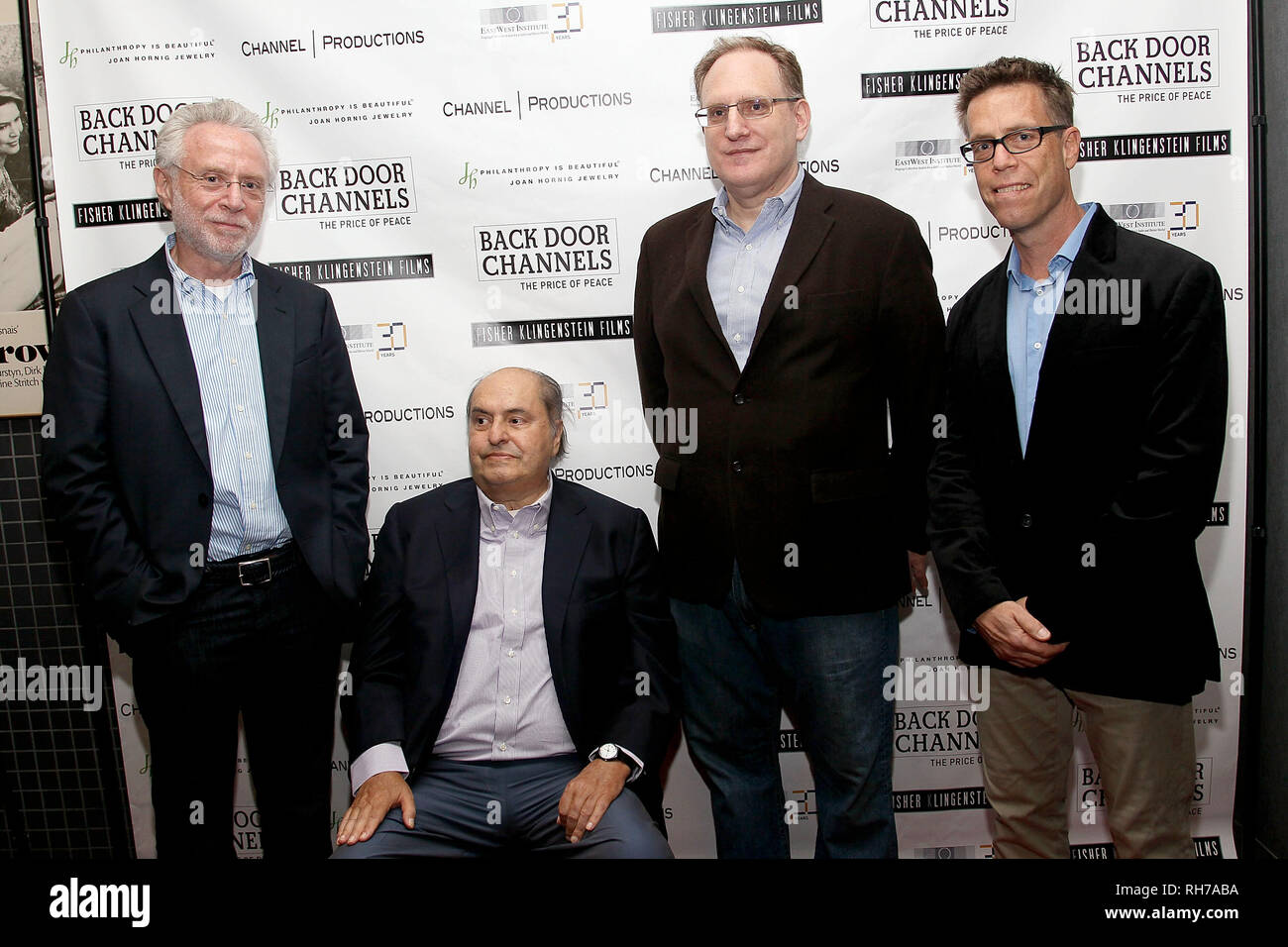 New York, USA. 18 Sep, 2011. Wolf Blitzer, Leon Charney, Danny Fisher, Harry Hunkele at The Sunday, Sep 18, 2011 Screening Of Film 'Back Door Channel: The Price Of Peace' at Quad Cinema in New York, USA. Credit: Steve Mack/S.D. Mack Pictures/Alamy Stock Photo